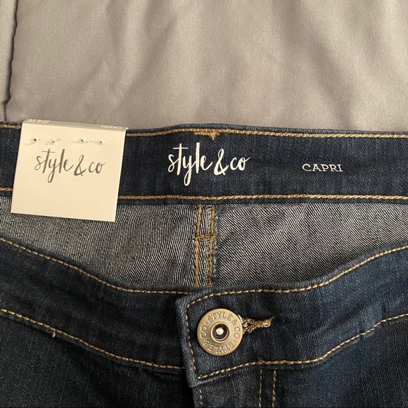 Style & Co Denim Blue Plus Mid-Rise Capri Pants 24W - Picture 4 of 11